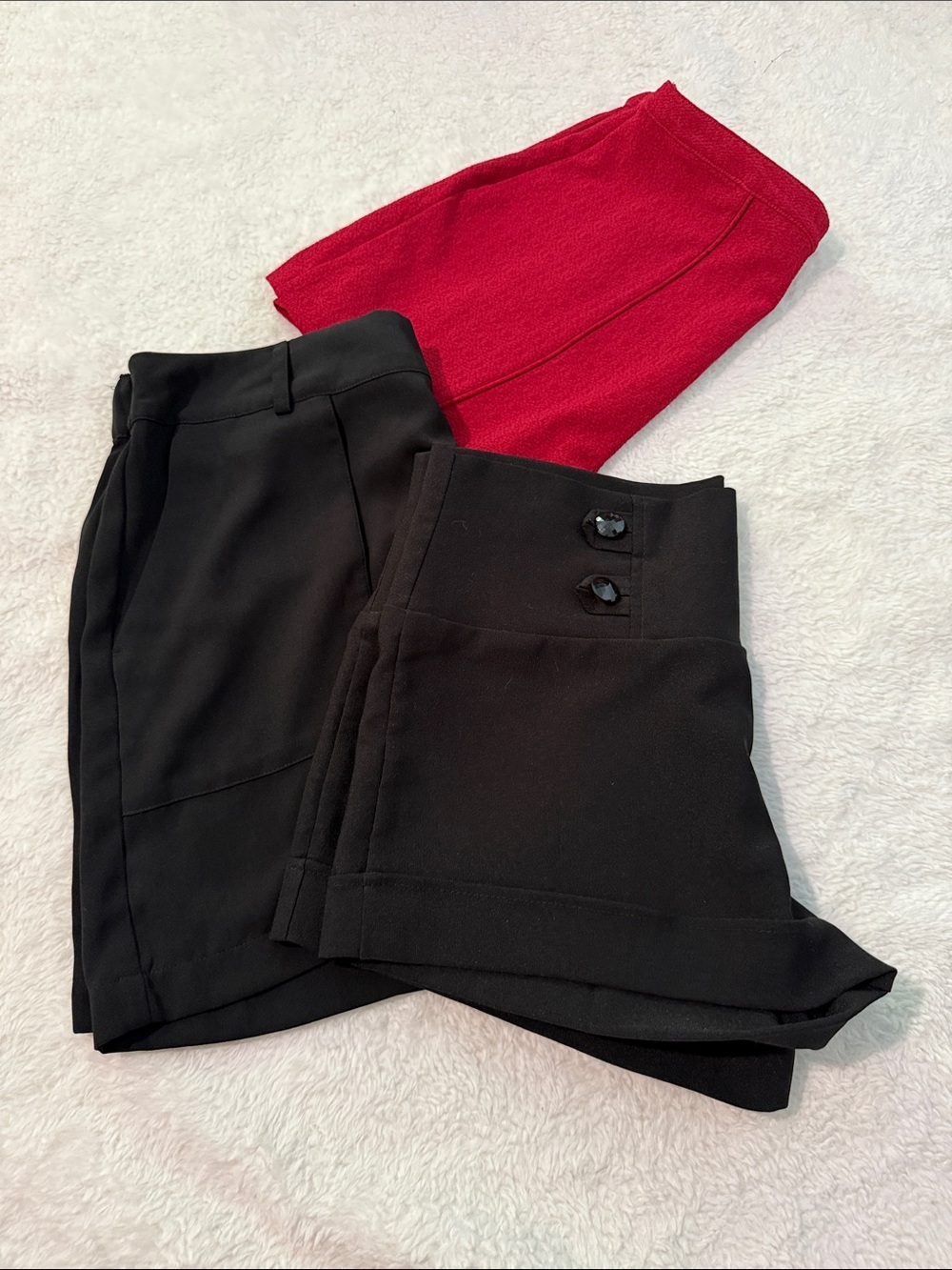 Black High-Waist Shorts & Black Tailored Skirt with Red Pencil Skirt See Tags